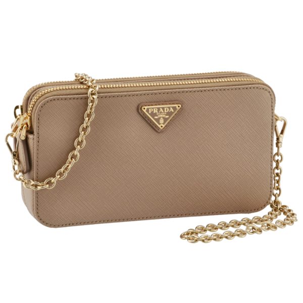 1bp024co1nzv770 PRADA Saffiano Double Zip Mini Bag Beige