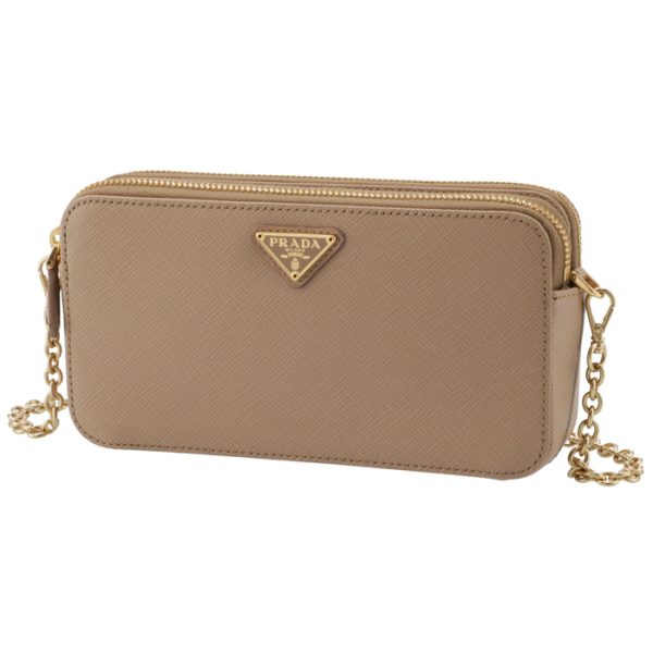 1bp024co1nzv770 1 PRADA Saffiano Double Zip Mini Bag Beige