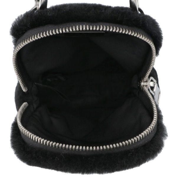 1bp027no12ec9002 5 PRADA Shearling Triangle Mini Crossbody Black