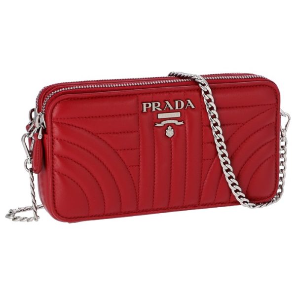 1dh0102b0x68z PRADA Diagram Chain Crossbody Bag Red