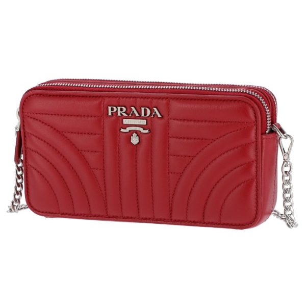 1dh0102b0x68z 1 PRADA Diagram Chain Crossbody Bag Red