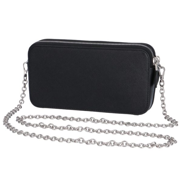 1dh010qhh632 2 PRADA Double Zip Mini Chain Wallet Black