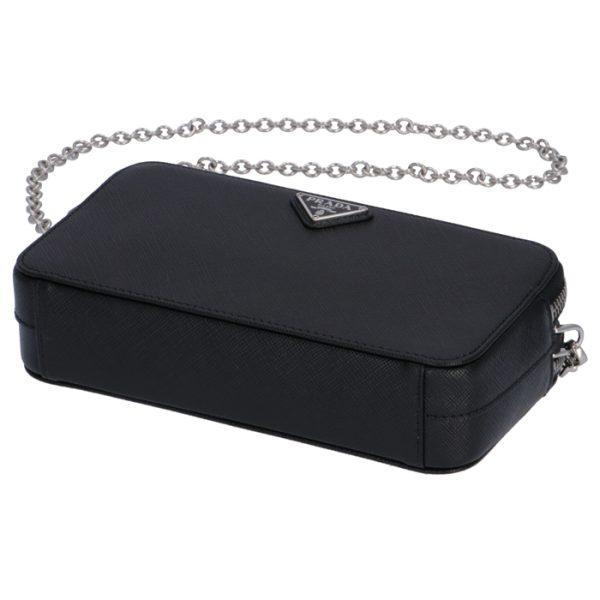 1dh010qhh632 3 PRADA Double Zip Mini Chain Wallet Black