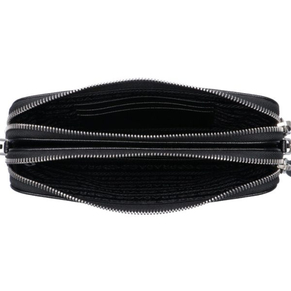 1dh010qhh632 5 PRADA Double Zip Mini Chain Wallet Black