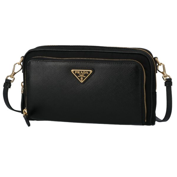 1dh0582ddt002 1 PRADA Saffiano x Nylon Crossbody Bag Black