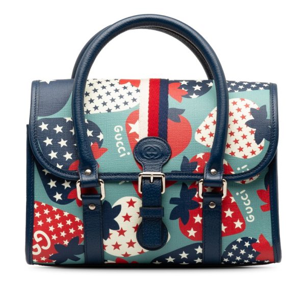 1grkwj79p41j4crk 1 Gucci GG Strawberry Handbag Blue Multicolor