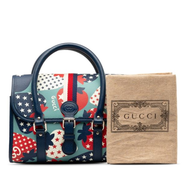 1grkwj79p41j4crk 9 Gucci GG Strawberry Handbag Blue Multicolor