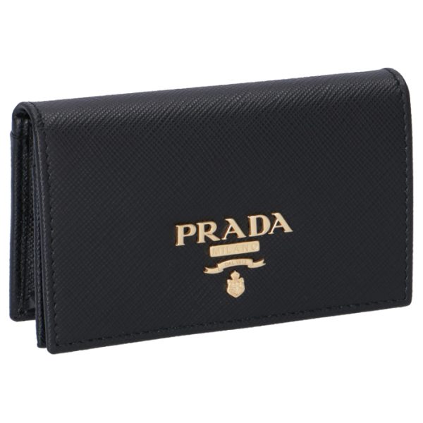 1mc122qwa002 PRADA Womens Saffiano Metal Card Holder Black