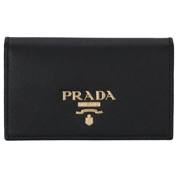 1mc122qwa002 1 PRADA Womens Saffiano Metal Card Holder Black