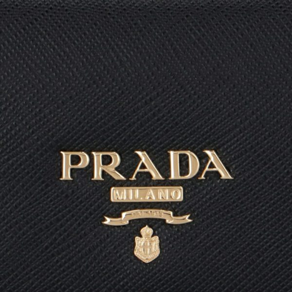 1mc122qwa002 3 PRADA Womens Saffiano Metal Card Holder Black