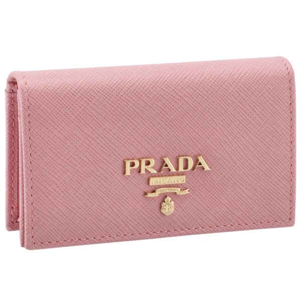 1mc122qwa442 PRADA Womens Saffiano Metal Card Case Pink