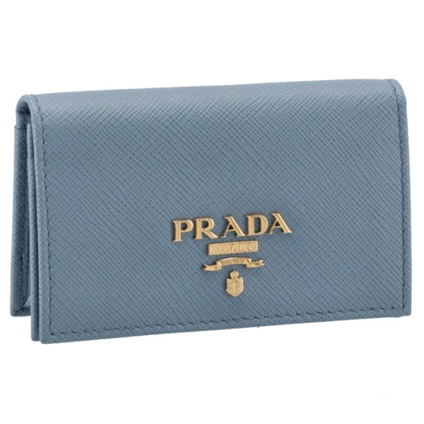 1mc122qwa637 PRADA Womens Saffiano Metal Card Case Blue