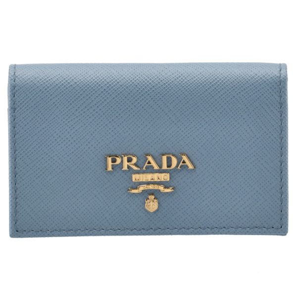 1mc122qwa637 1 PRADA Womens Saffiano Metal Card Case Blue