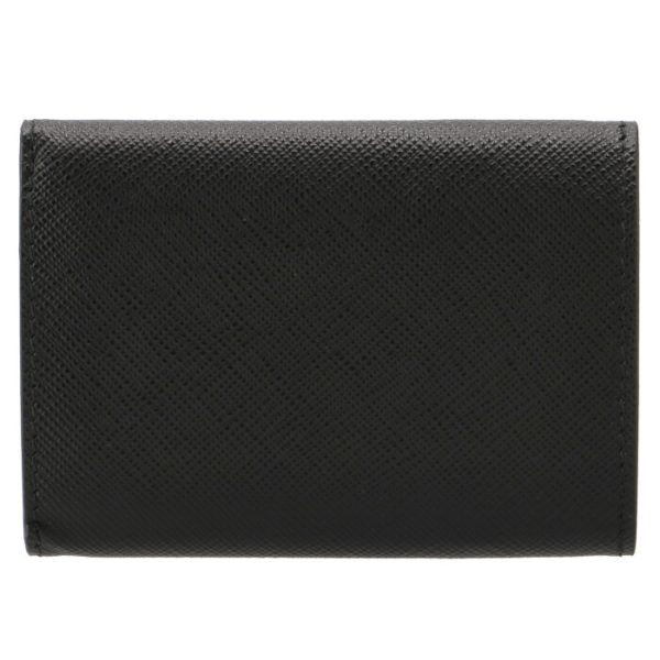 1mh021qhh002 2 PRADA Saffiano Triangle Mini Trifold Wallet Black