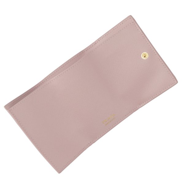 1mh021qhhe18 4 PRADA Saffiano Triangle Mini Trifold Wallet Pink