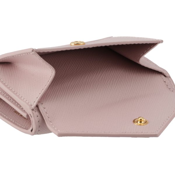 1mh021qhhe18 6 PRADA Saffiano Triangle Mini Trifold Wallet Pink