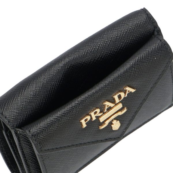 1mh021qwa002 7 PRADA Saffiano Mini Trifold Wallet Black