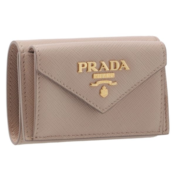 1mh021qwa236 PRADA Trifold Wallet Mini Wallet Ladies Saffiano Beige