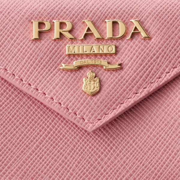 1mh021qwa442 3 PRADA Saffiano Mini Trifold Wallet Pink