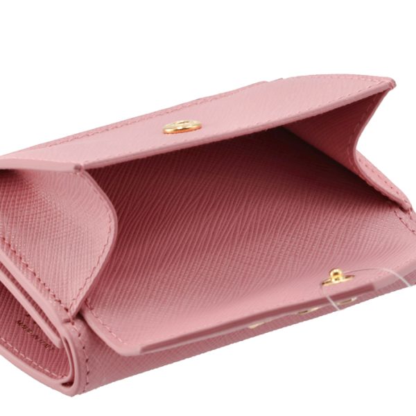 1mh021qwa442 6 PRADA Saffiano Mini Trifold Wallet Pink