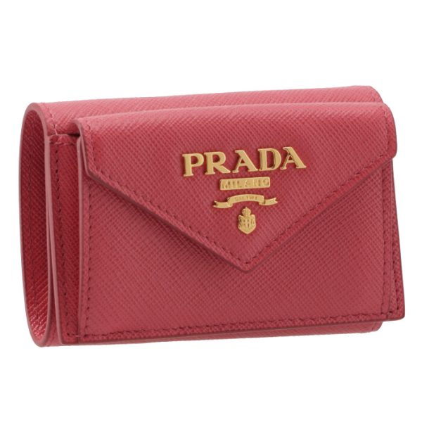 1mh021qwa505 PRADA Saffiano Mini Trifold Wallet Pink