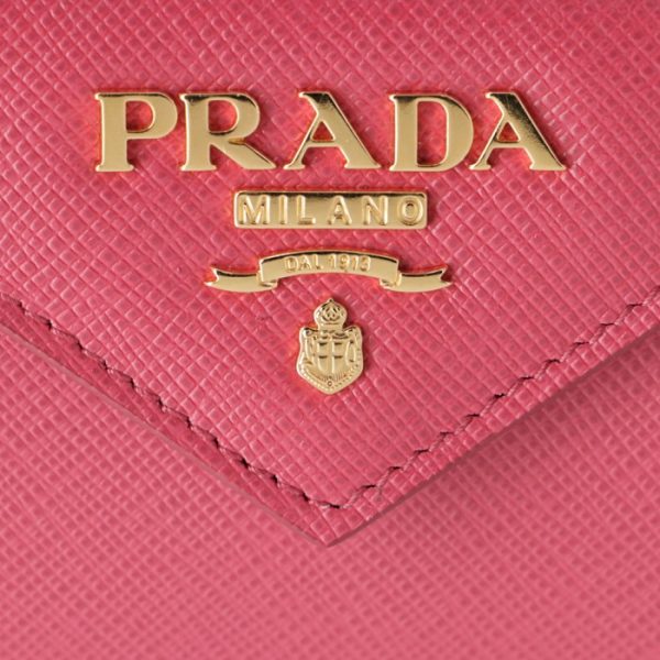 1mh021qwa505 3 PRADA Saffiano Mini Trifold Wallet Pink