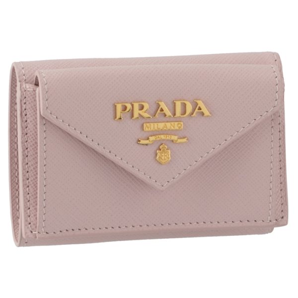 1mh021qwae18 PRADA Saffiano Mini Trifold Wallet Pink