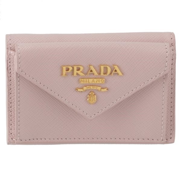 1mh021qwae18 1 PRADA Saffiano Mini Trifold Wallet Pink