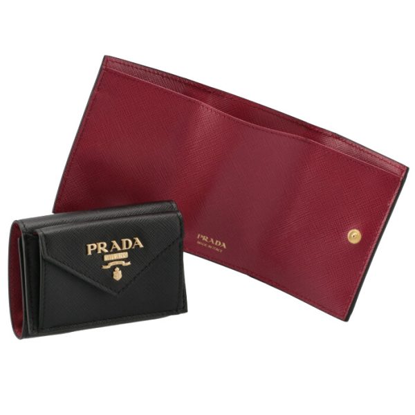 1mh021zlp61h PRADA Saffiano Bicolor Mini Wallet Black Pink