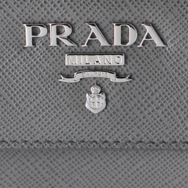 1mh021zlpujl 3 PRADA Saffiano Bicolor Mini Wallet Gray Pink