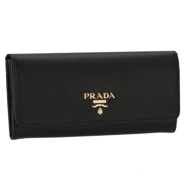 1mh132qwa002 PRADA Saffiano Bifold Long Wallet Black