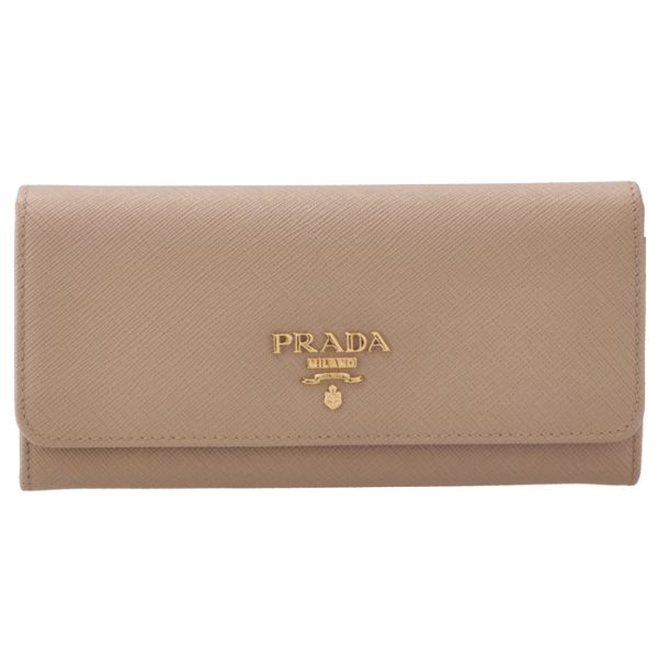 1mh132qwa236 1 PRADA Saffiano Bifold Long Wallet Beige