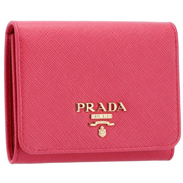 1mh176qwa505 PRADA Saffiano Metal Trifold Wallet Pink