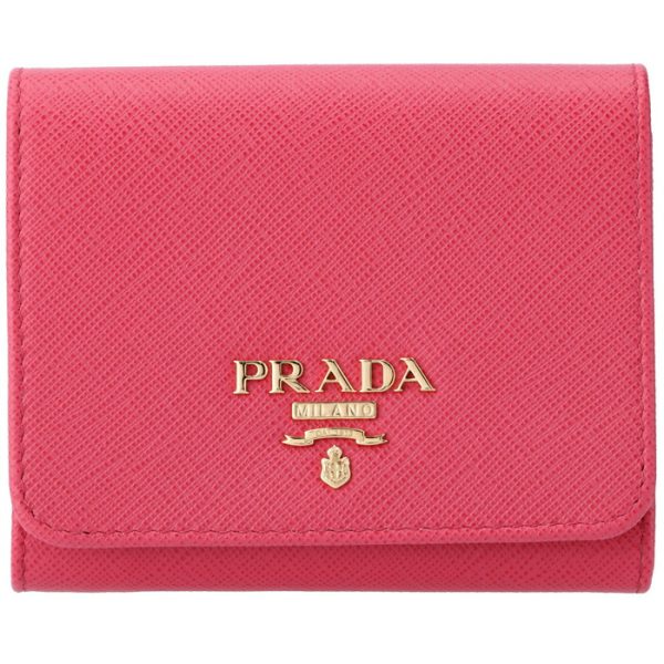 1mh176qwa505 1 PRADA Saffiano Metal Trifold Wallet Pink