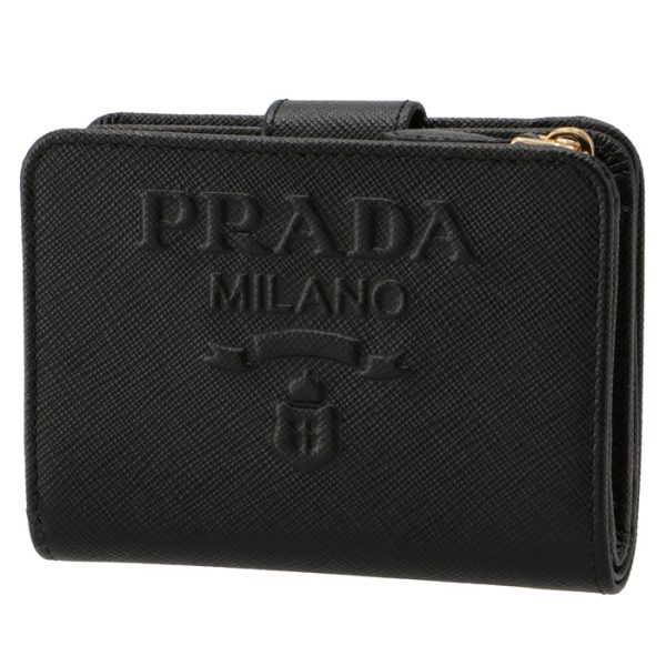 1ml0182d1q002 PRADA Womens Saffiano Bifold Wallet Black