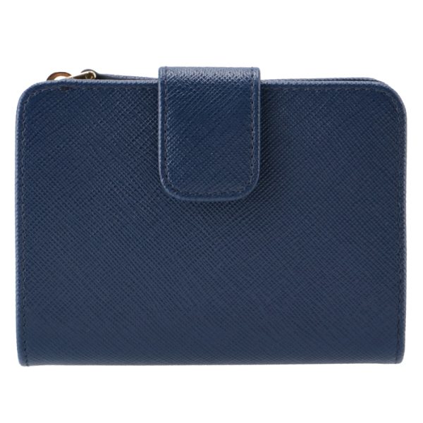 1ml018qwa016 2 PRADA Womens Saffiano Bifold Wallet Blue