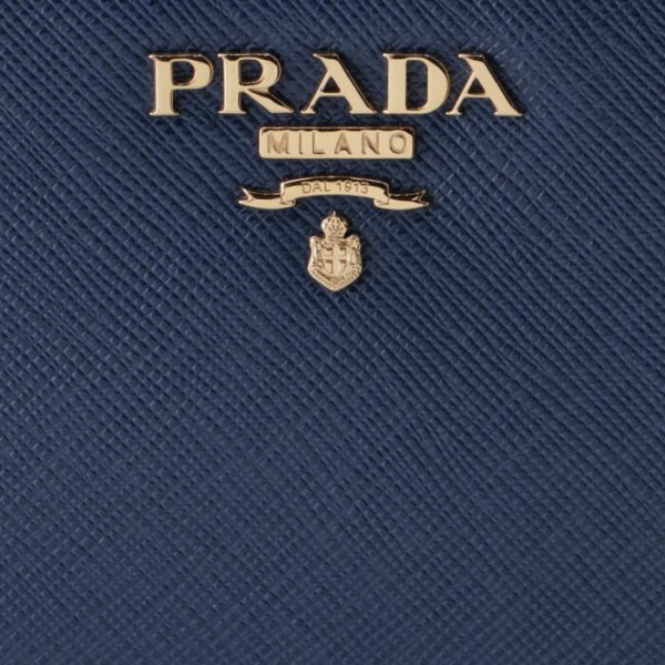 1ml018qwa016 3 PRADA Womens Saffiano Bifold Wallet Blue