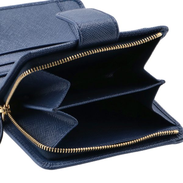 1ml018qwa016 6 PRADA Womens Saffiano Bifold Wallet Blue