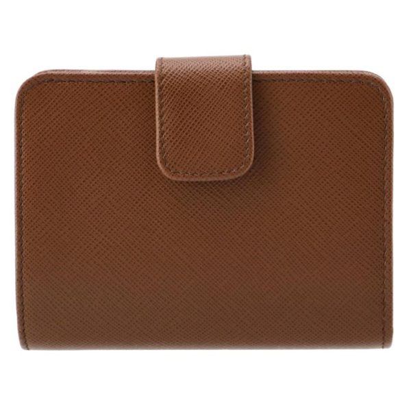 1ml018qwa046 2 PRADA Womens Saffiano Bifold Wallet Brown