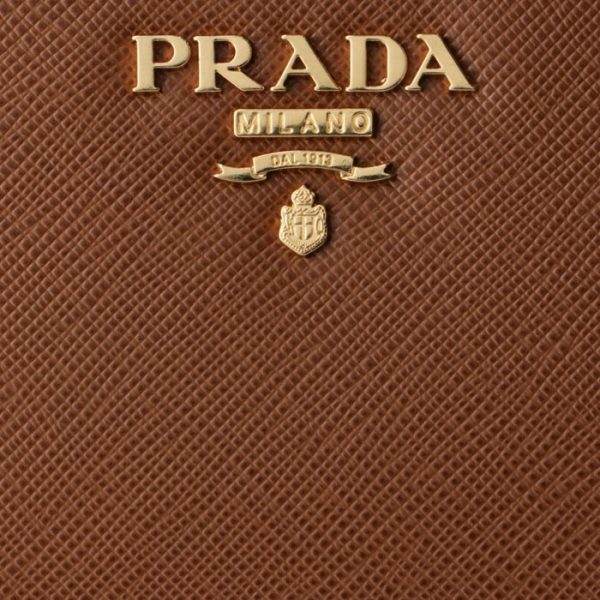 1ml018qwa046 3 PRADA Womens Saffiano Bifold Wallet Brown