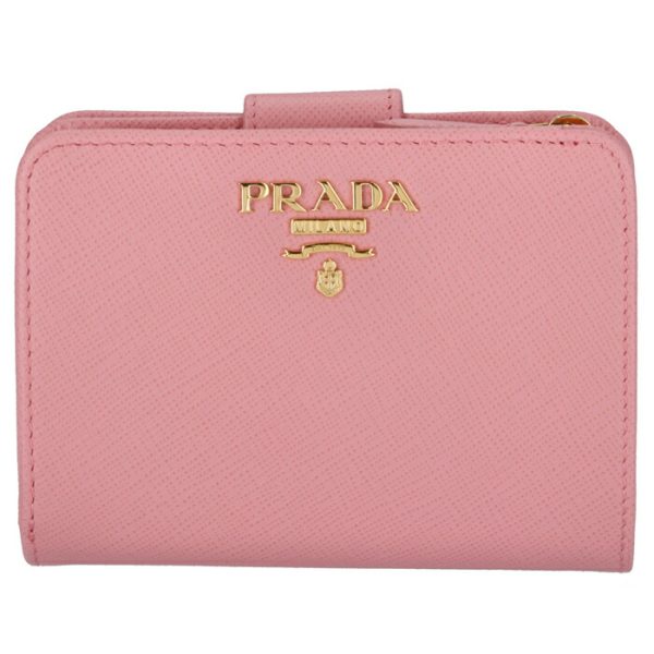 1ml018qwa442 1 PRADA Bifold Saffiano Metal Wallet Pink