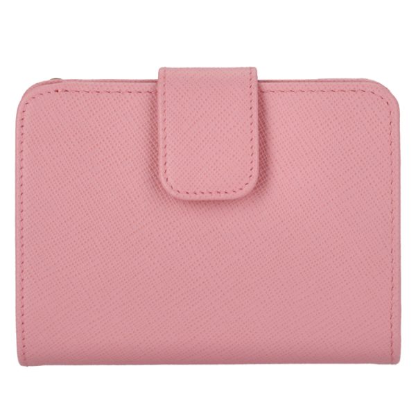 1ml018qwa442 2 PRADA Bifold Saffiano Metal Wallet Pink