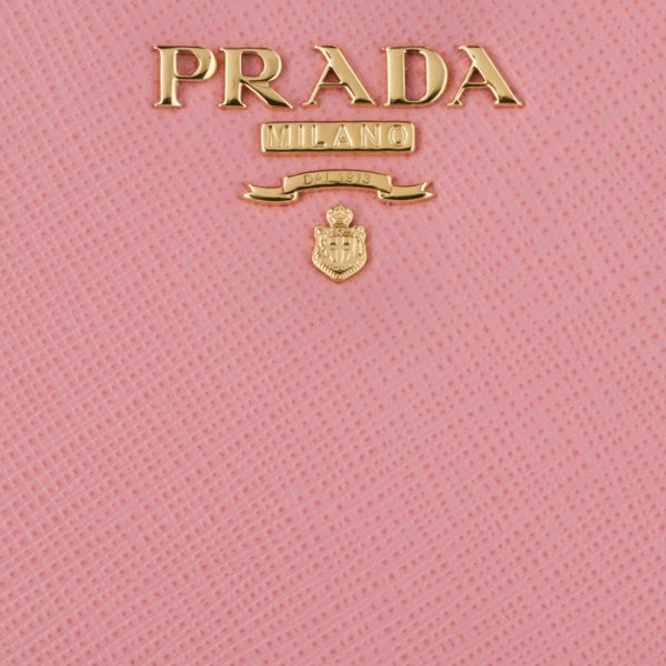 1ml018qwa442 3 PRADA Bifold Saffiano Metal Wallet Pink