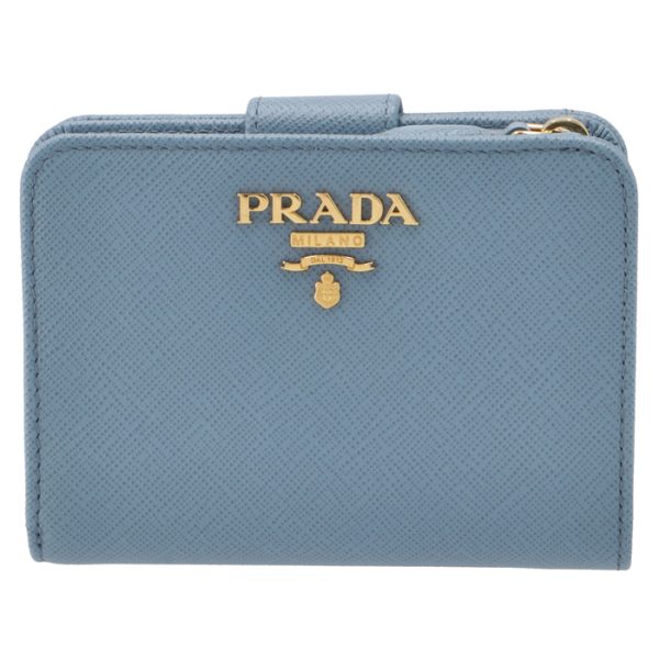 1ml018qwa637 1 PRADA Bifold Saffiano Mini Wallet Blue