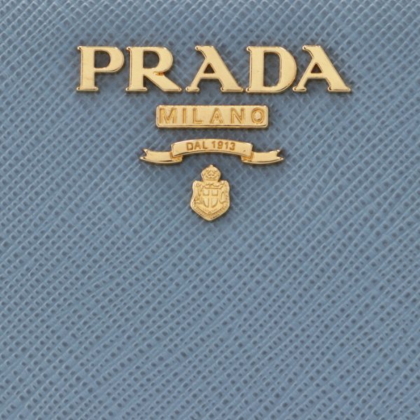 1ml018qwa637 3 PRADA Bifold Saffiano Mini Wallet Blue