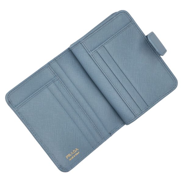 1ml018qwa637 4 PRADA Bifold Saffiano Mini Wallet Blue