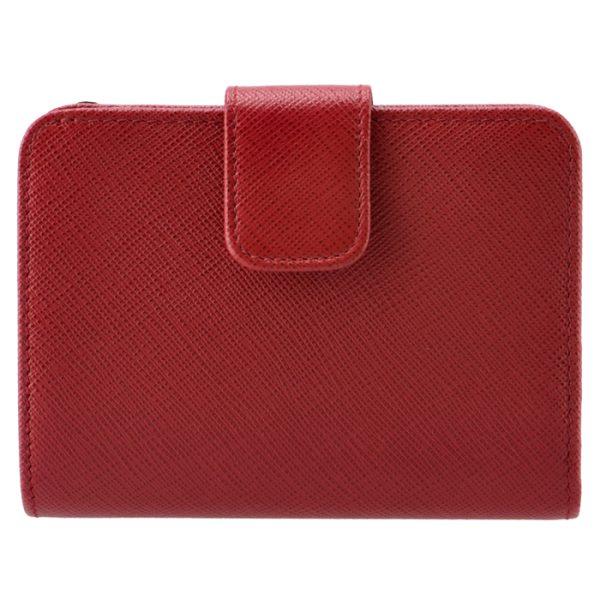 1ml018qwa68z 2 PRADA Saffiano Metal Bifold Wallet Red