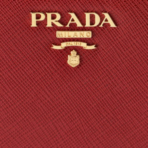 1ml018qwa68z 3 PRADA Saffiano Metal Bifold Wallet Red