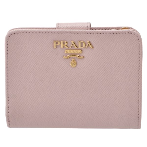 1ml018qwae18 1 PRADA Bifold Saffiano Mini Wallet Pink