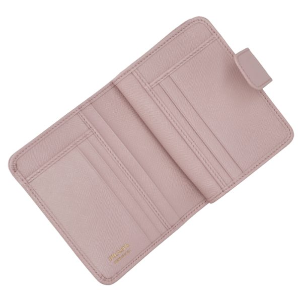 1ml018qwae18 4 PRADA Bifold Saffiano Mini Wallet Pink